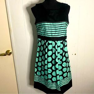 Motherhood Maternity Black & Teal Cotton Dress Size Medium